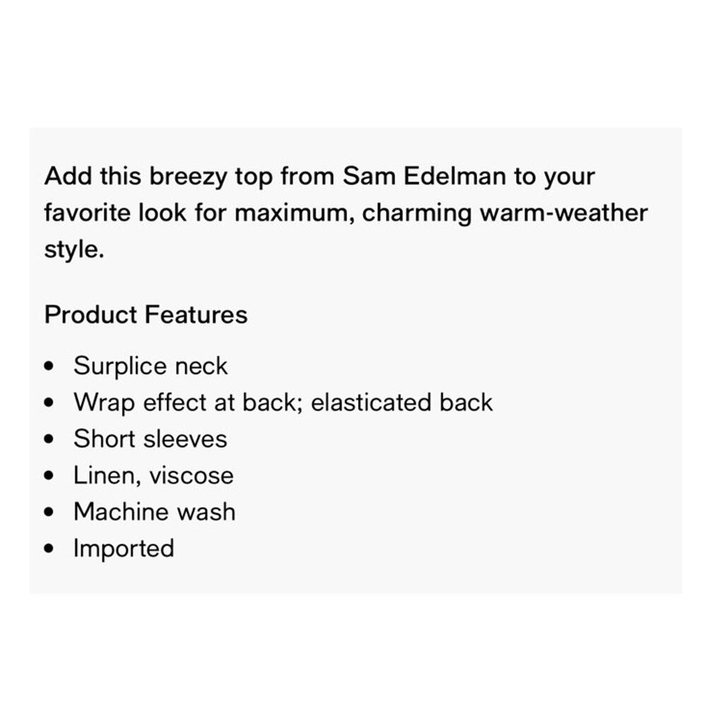 Sam Edelman - Women’s Adele Surplice Neck Crop Top - Size Medium - Linen Blend - Picture 7 of 7